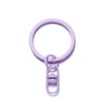Close-up of a purple painted metal swivel lobster clasp with matching keyring for DIY crafts - 4 Pieces/Pack (3x4.8cm) / Light Purple