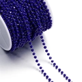 Deep blue faceted crystal bead chain on white spool for handmade jewelry making - 1 Meter/Pack (Approx. 3x3.5mm) Approx. 10g / Steel Royal Blue