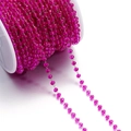 3mm faceted rose red crystal bead chain on a white spool for DIY jewelry making - 1 Meter/Pack (Approx. 3x3.5mm) Approx. 10g / Steel Rose Red