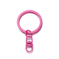 Detail of pink matte lacquer key ring set featuring a 360-degree swivel lobster clasp - 4 Pieces/Pack (3x4.8cm) / Rose Red