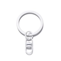 Detail of a white lacquered metal key ring and swivel clasp for DIY craft accessories - 4 Pieces/Pack (3x4.8cm) / White