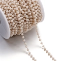 Faceted cream glass beads with silver chain on spool for DIY jewelry making - 1 Meter/Pack (Approx. 3x3.5mm) Approx. 10g / Steel Cream White