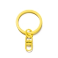 Close-up of bright yellow lacquered metal keychain with a 360-degree rotating swivel clasp - 4 Pieces/Pack (3x4.8cm) / Yellow