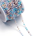 Faceted crystal glass beads on 3mm chain in sky blue and green colors for jewelry DIY - 1 Meter/Pack (Approx. 3x3.5mm) Approx. 10g / Steel Blue Mixed