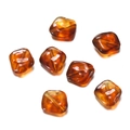 Macro detail of seven amber acrylic irregular polygon beads for DIY phone chain making - 10 Pieces Pack (6.5x15.5x16.5mm) / Brown