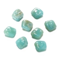 Macro shot of irregular acrylic marble beads in lake green for DIY jewelry making - 10 Pieces Pack (6.5x15.5x16.5mm) / Green
