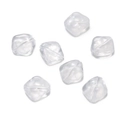 Detailed macro view of seven transparent acrylic irregular ice-shaped beads with drill holes - 10 Pieces Pack (6.5x15.5x16.5mm) / White