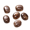 Polished dark brown acrylic stone beads with white marble veins for DIY phone chains - Flat Oval Dial / 10 Pieces Pack / Tan