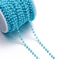 Light blue faceted crystal bead chain with silver links on a white spool for DIY - 1 Meter/Pack (Approx. 3x3.5mm) Approx. 10g / Steel Blue
