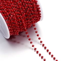 3mm faceted red crystal bead chain on white spool for DIY jewelry making - 1 Meter/Pack (Approx. 3x3.5mm) Approx. 10g / Steel Red