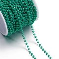 3mm emerald green faceted crystal bead chain on white spool for DIY jewelry making - 1 Meter/Pack (Approx. 3x3.5mm) Approx. 10g / Silver Green
