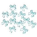 Macro detail of translucent blue resin bow charms for DIY nail art and phone case decor - Blue