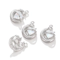 Detailansicht der silbernen Mond- und Herzanhänger mit Kristallen für DIY-Schmuckherstellung - 1 Stück (15.5x19.5mm, Loch 1.3mm) / Weiß K Weißer Diamant