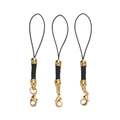 Three-piece black braided phone lanyard set with lobster clasps and gold-tone metal hardware - 10 Pieces Pack / Gold-plated Black
