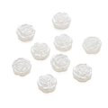 Detaillierte Makroansicht der perlweißen Harz-Rosenperlen für DIY-Schmuckherstellung - 1 Packung / Künstliches Perlweiß-7519 (30 Stk.)