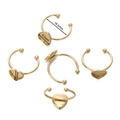 Detail view of heart-shaped 18k gold plated ring bases for DIY jewelry making - Heart Shape / 5 Pieces/Pack (Approx. 9.5x9.5mm Internal) / Gold