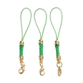 Three emerald green woven lanyards with gold metal sleeves and lobster clasps - 10 Pieces Pack / Gold-plated Dark Green