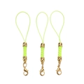 Detailed close-up of three neon green braided phone lanyards with gold lobster clasps - 10 Pieces Pack / Gold-plated Light Green