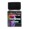 Close-up of a 20g bottle of blue green long-lasting luminous powder for DIY crafts - Teal