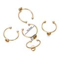 Detailed view of 18k gold plated stainless steel ring base with dimensions for DIY jewelry - Oval / 5 Pieces/Pack (Approx. 5x7mm Internal) / Gold