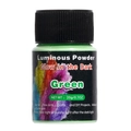 Detailed view of 20g green luminous powder in a black jar for DIY resin crafts - Green