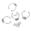Detailed view of adjustable heart-shaped DIY ring blanks in silver stainless steel - Heart Shape / 5 Pieces/Pack (Approx. 9.5x9.5mm Internal) / Steel