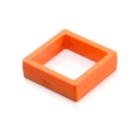 Macro view of bright orange square floating jewelry display box with elastic PE membrane - Sunny Orange
