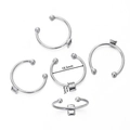 Macro view of 18.5mm stainless steel ring settings with rectangular base for DIY jewelry - Rectangle / 5 Pieces/Pack (Approx. 3x5mm Internal) / Steel