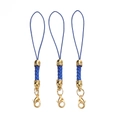 Close-up of royal blue braided nylon lanyards with gold-plated lobster clasps for DIY - 10 Pieces Pack / Gold-plated Royal Blue