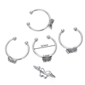 Detailed view of silver butterfly C-ring jewelry findings with 18.5mm diameter specs - Butterfly / 5 Pieces/Pack (Approx. 7x7.5mm Internal) / Steel