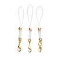 Close-up of DIY craft lanyards with white braided ropes and gold lobster clasps - 10 Pieces Pack / Gold Plated White