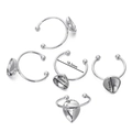 Detailed view of silver stainless steel horseshoe ring with teardrop DIY setting base - Teardrop / 5 Pieces/Pack (Approx. 10x14mm Internal) / Steel
