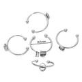 Silver stainless steel ring base with dimensions showing 18.5mm inner diameter for DIY - Oval / 5 Pieces/Pack (Approx. 5x7mm Internal) / Steel