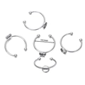 Detailed view of silver stainless steel adjustable ring blanks with 6mm DIY setting trays - Round / 5 Pieces/Pack (Approx. 6mm Internal) / Steel