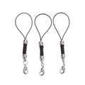 Detailed view of dark brown braided phone lanyards with silver alloy lobster clasps - 10 Pieces Pack / White K-plated Coffee