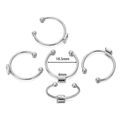 Detail view of five C-shaped silver ring bases with dimensions 18.5mm and 4mm - Square / 5 Pieces/Pack (Approx. 4mm Internal) / Steel
