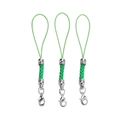 Close-up of green woven phone lanyards with silver lobster clasps and metal end caps - 10 Pieces Pack / White K-plated Dark Green