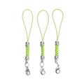 Detail of neon green braided nylon lanyards with silver lobster clasps for DIY accessories - 10 Pieces Pack / White K-plated Fruit Green
