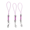 Close-up of three purple braided lanyards with silver lobster clasps and metal connectors - 10 Pieces Pack / White K-plated Light Purple
