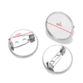 Dettaglio di basi per spille in acciaio inossidabile argento da 17mm e 20mm per bigiotteria - Diametro Interno 20mm (Con Spilla di Sicurezza 17mm) / Argento