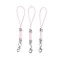 Three pink braided phone lanyards with silver lobster clasps on a white background - 10 Pieces Pack / White K-plated Pink