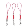 Three red braided phone lanyards with silver lobster clasps and metal decorative caps - 10 Pieces Pack / White K-plated Rose Red
