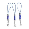 Three-piece blue braided phone lanyards with lobster clasps and silver metal hardware - 10 Pieces Pack / White K-plated Royal Blue