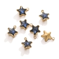 Set of seven gold plated star pendants with navy blue crystal for DIY jewelry making - 1 Piece / Gold Base Ink Blue