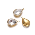 Detalle de colgantes de cristal en forma de gota con marco dorado para hacer joyería DIY - Base de Oro Blanco
