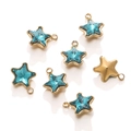 Detail of star-shaped pendants with 18k gold plating and blue crystals for DIY jewelry - 1 Piece / Gold Base Blue