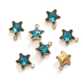 Detailed close-up of blue crystal star pendants with 18k gold-plated metal borders - Gold Base Dark Blue