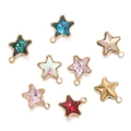 Set of eight colorful stainless steel star pendants with faceted crystals for DIY jewelry - Random Mixed Colors
