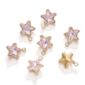 Detailed view of pink star crystal charms with gold base for DIY jewelry making - Gold Base Pink
