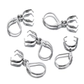 Macro detail of stainless steel earring hooks with four-prong settings for DIY jewelry - 10pcs/Pack / Steel